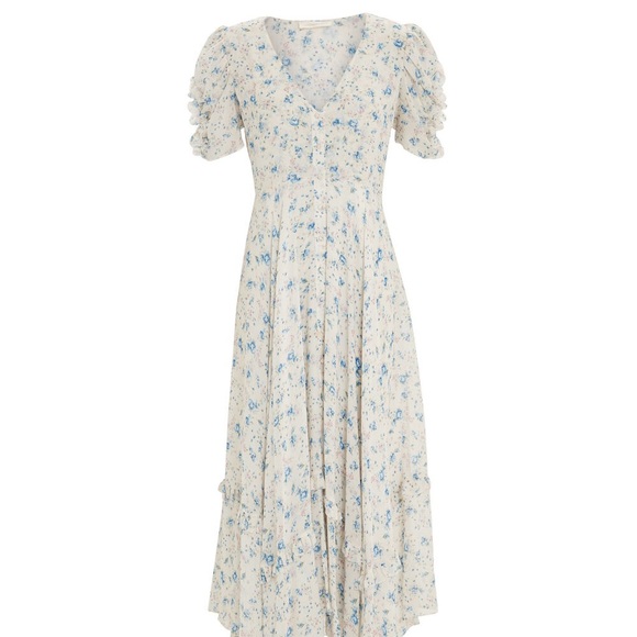 LOVESHACKFANCY Andie Silk Midi Dress Size 4 - Picture 2 of 10